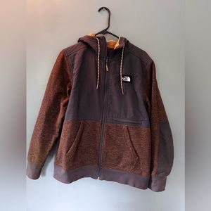 North face•Men’s Medium•Zipup hooded sweatshirt•brown•Gray wind proof panels 🌥